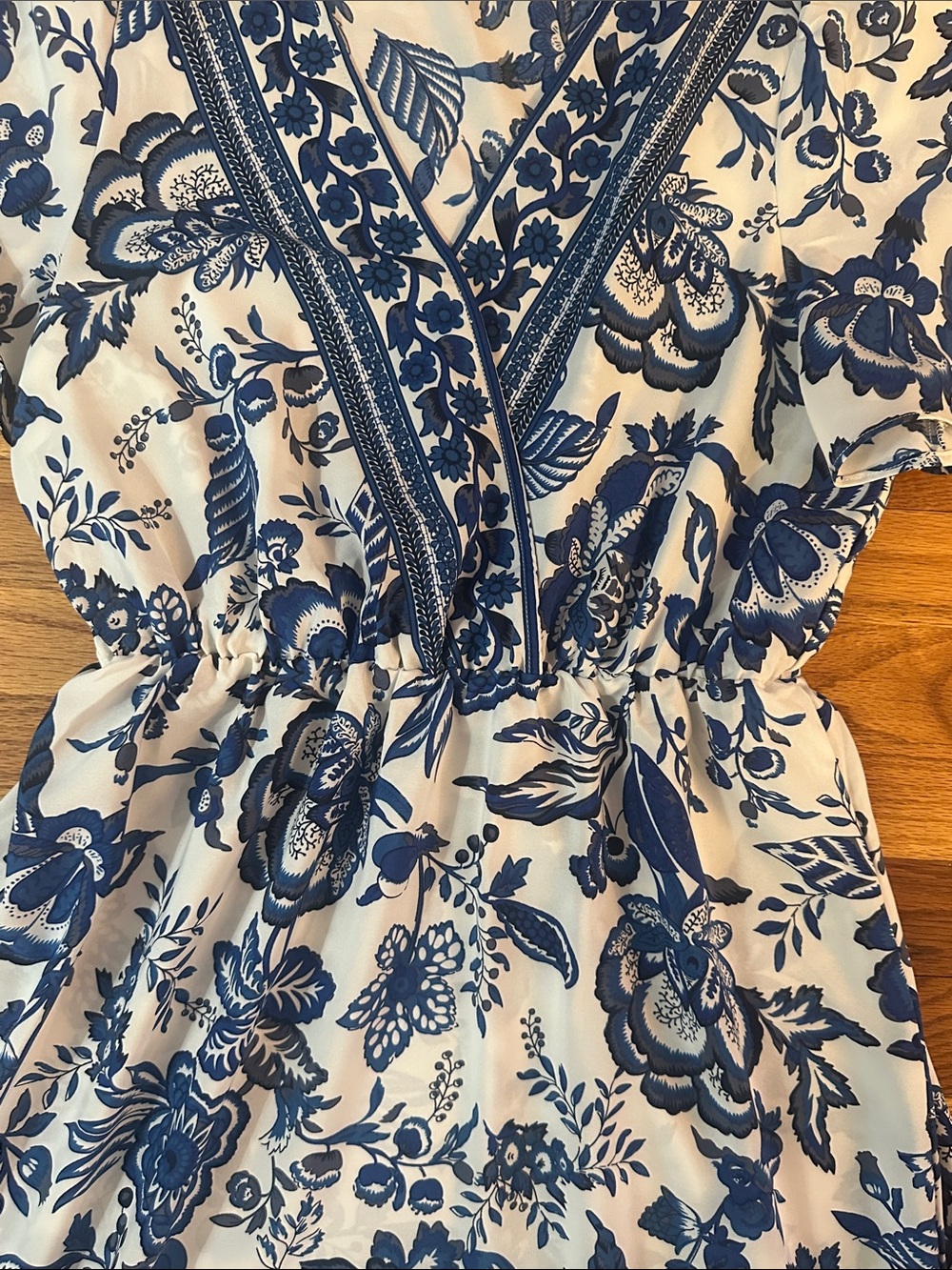 Emory Rose Blue & White Floral Midi Dress - Casual Summer Style Sz L - Picture 7 of 9